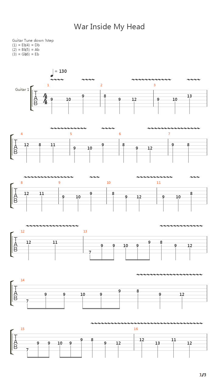 War Inside My Head吉他谱