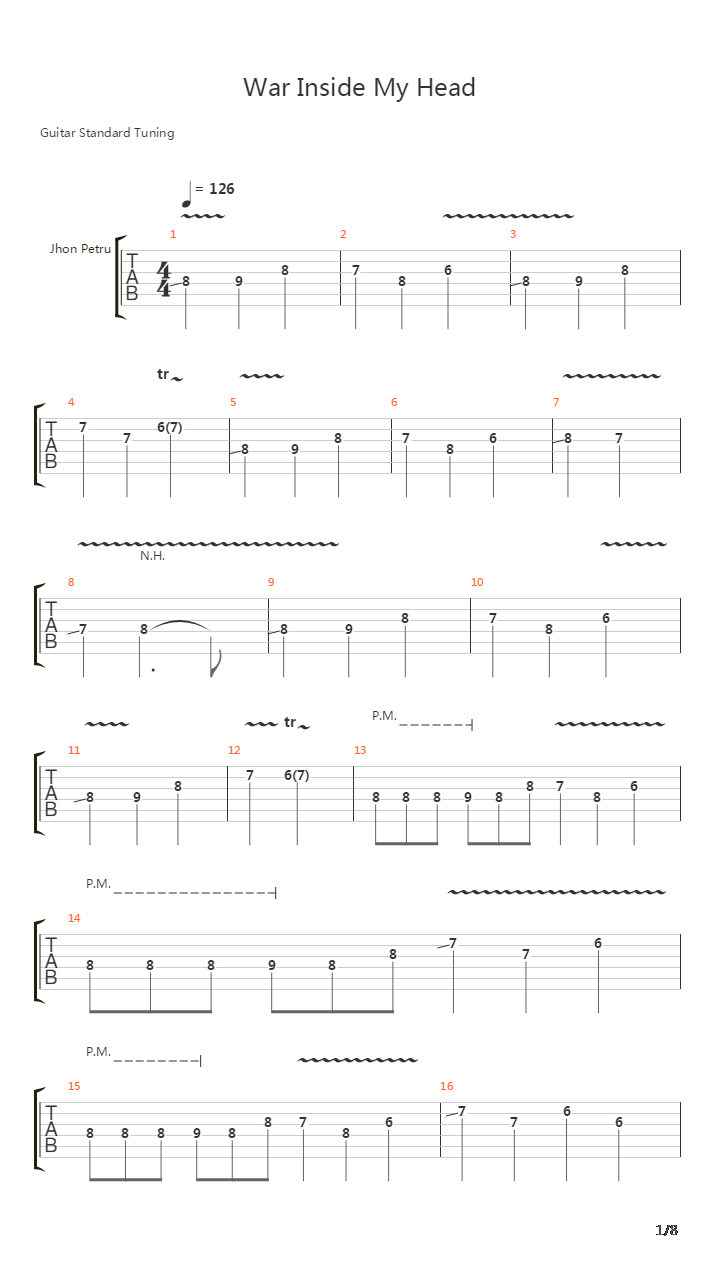 War Inside My Head吉他谱