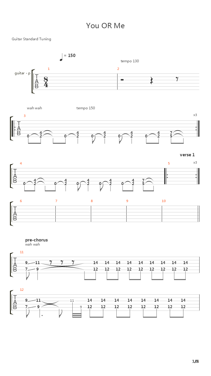 You Or Me吉他谱