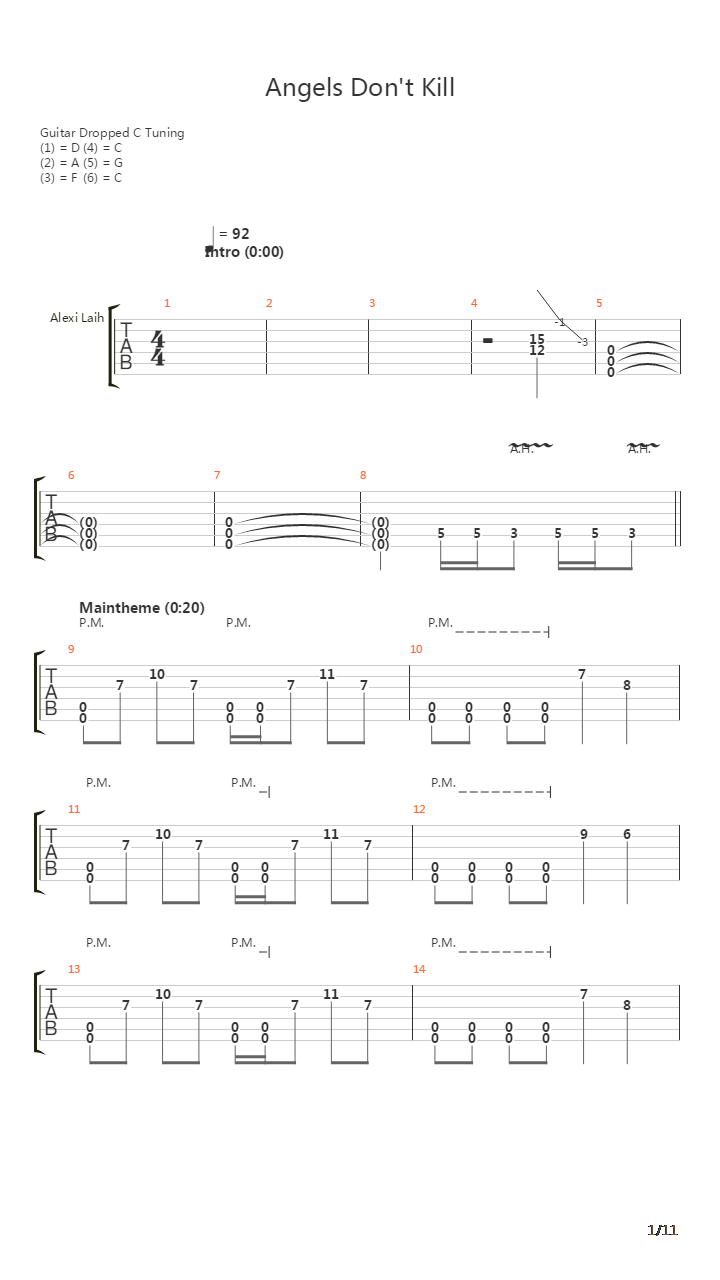 Angels Dont Kill吉他谱