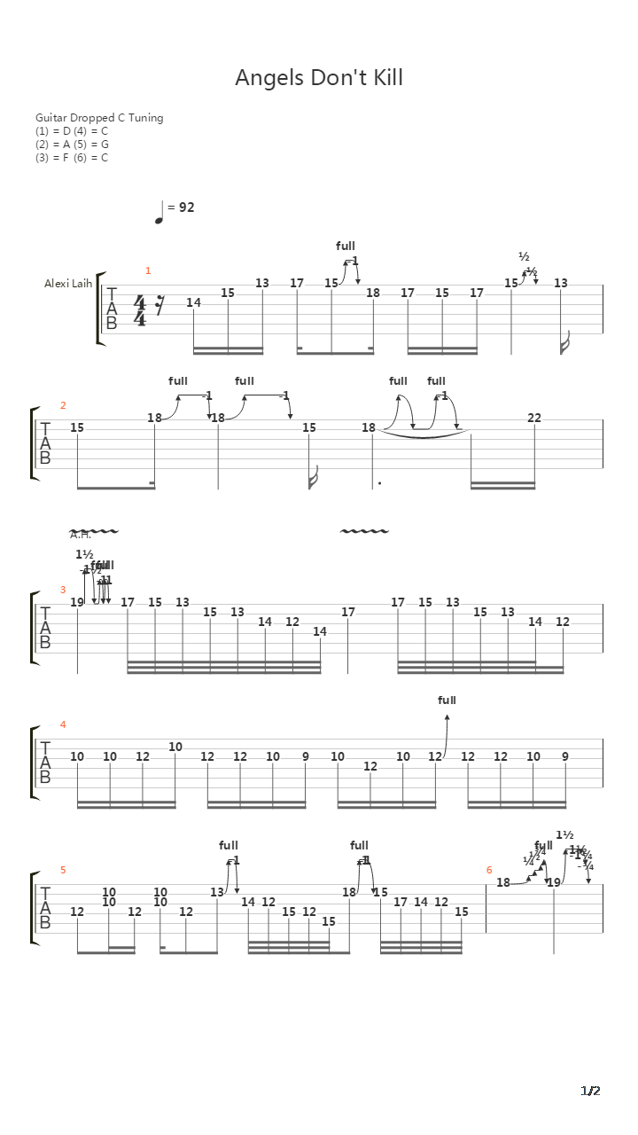 Angels Dont Kill吉他谱