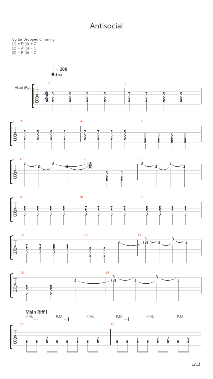 Antisocial吉他谱