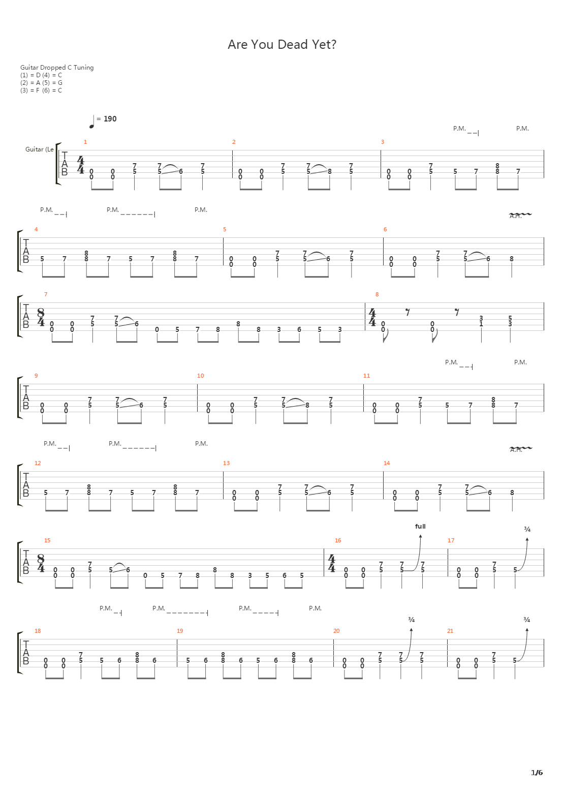 Are You Dead Yet吉他谱