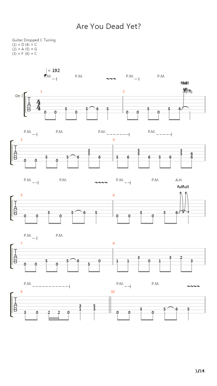 Are You Dead Yet吉他谱