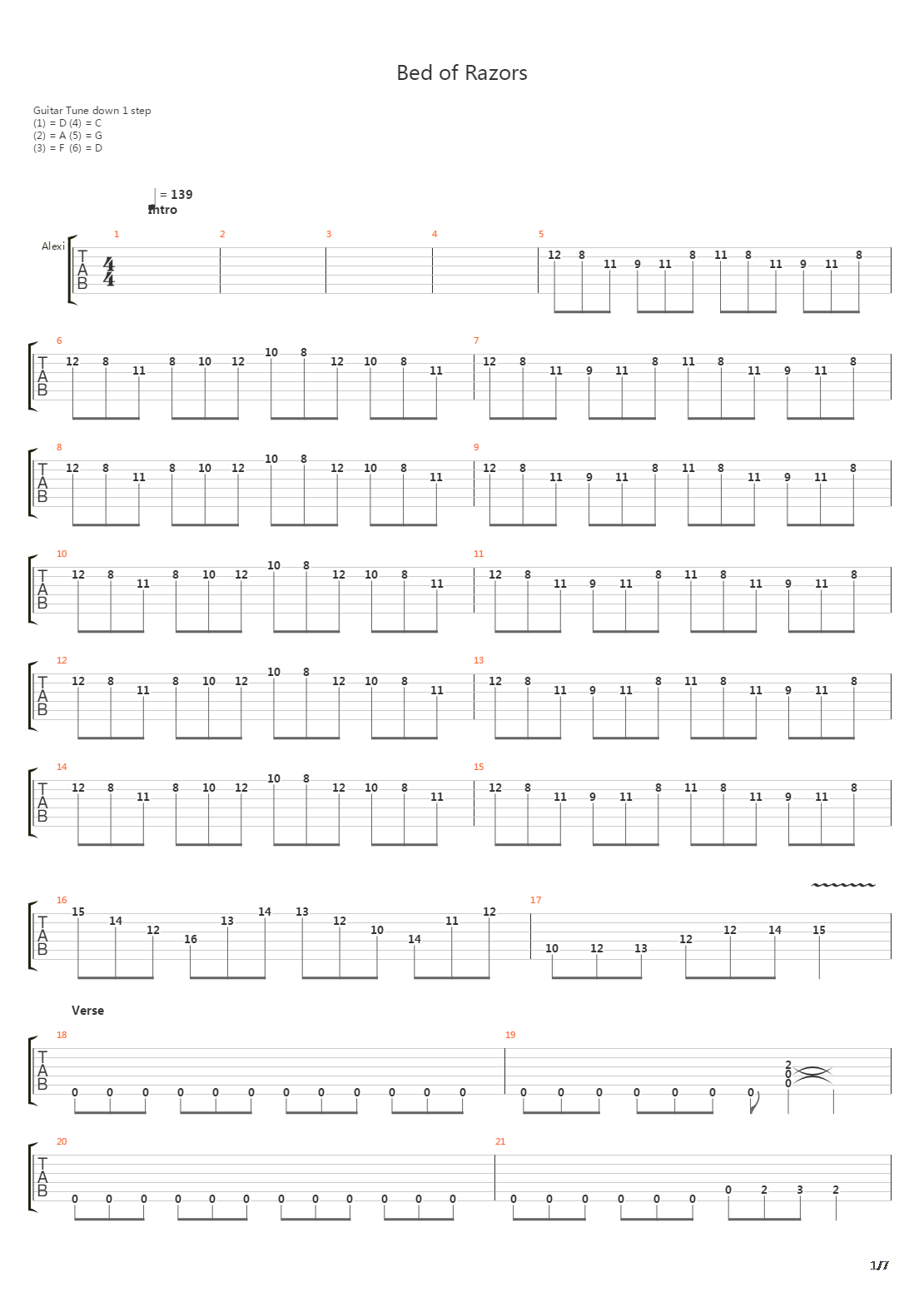 Bed Of Razors吉他谱