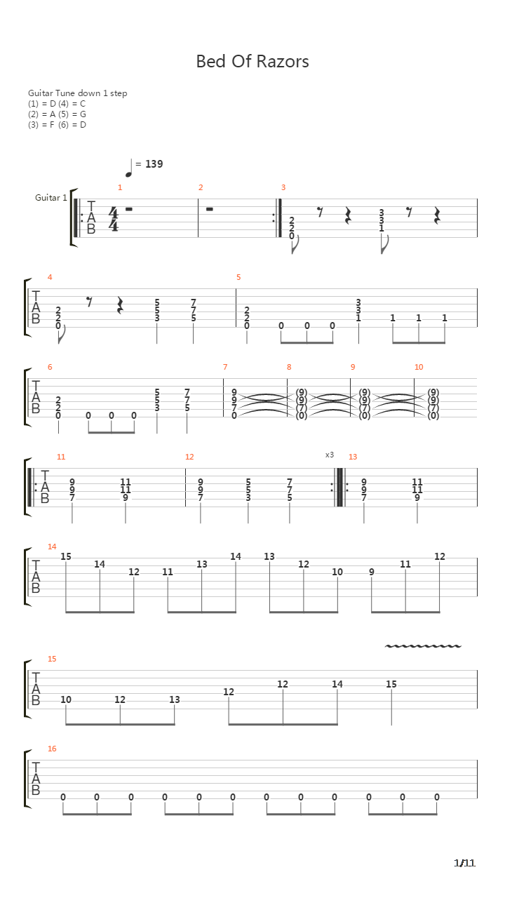 Bed Of Razors吉他谱