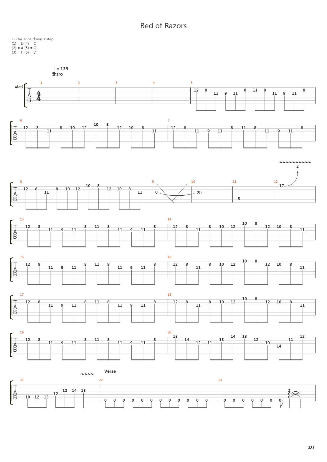 Bed Of Razors吉他谱