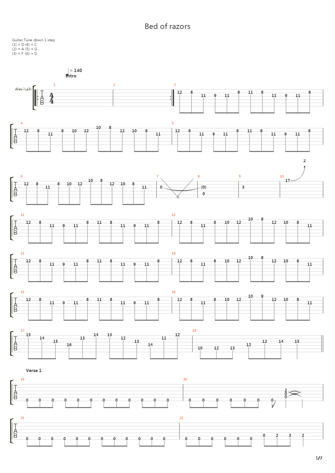 Bed Of Razors吉他谱