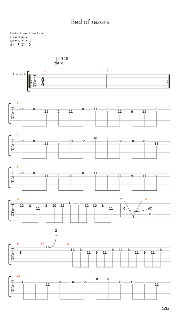 Bed Of Razors吉他谱