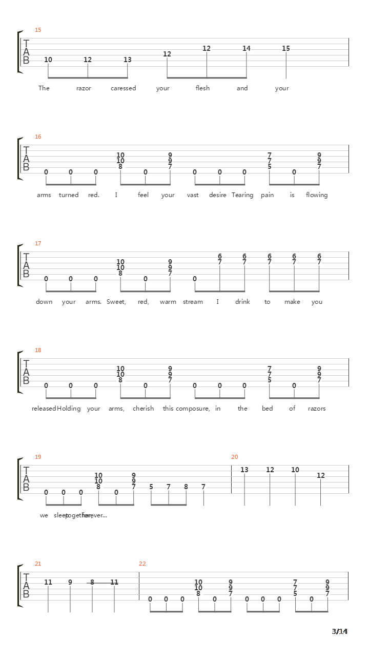 Bed Of Razors吉他谱