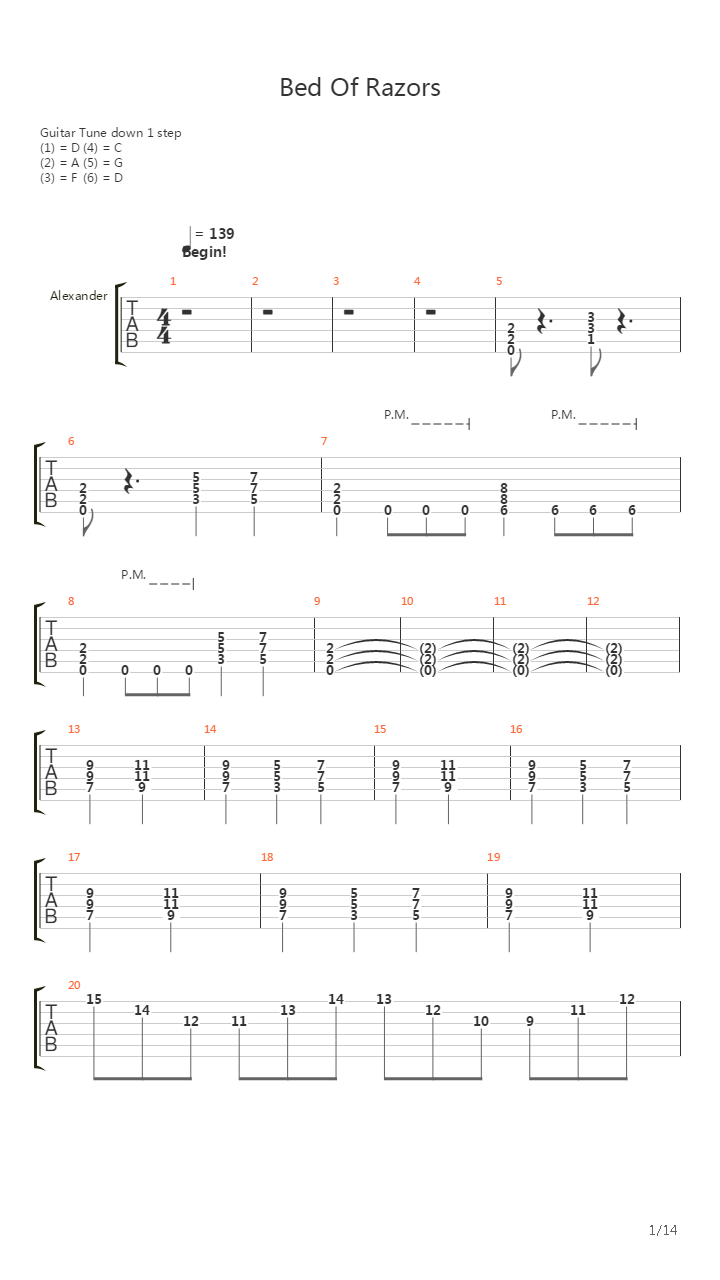 Bed Of Razors吉他谱