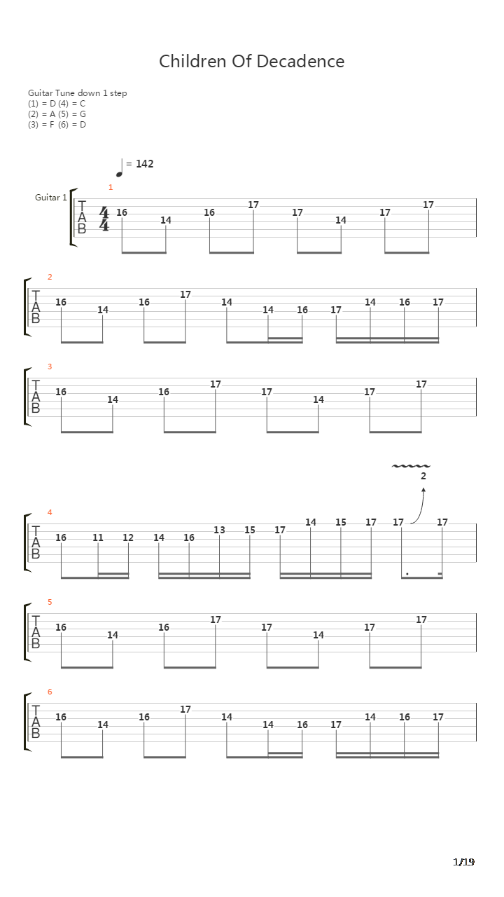 Children Of Decadance吉他谱