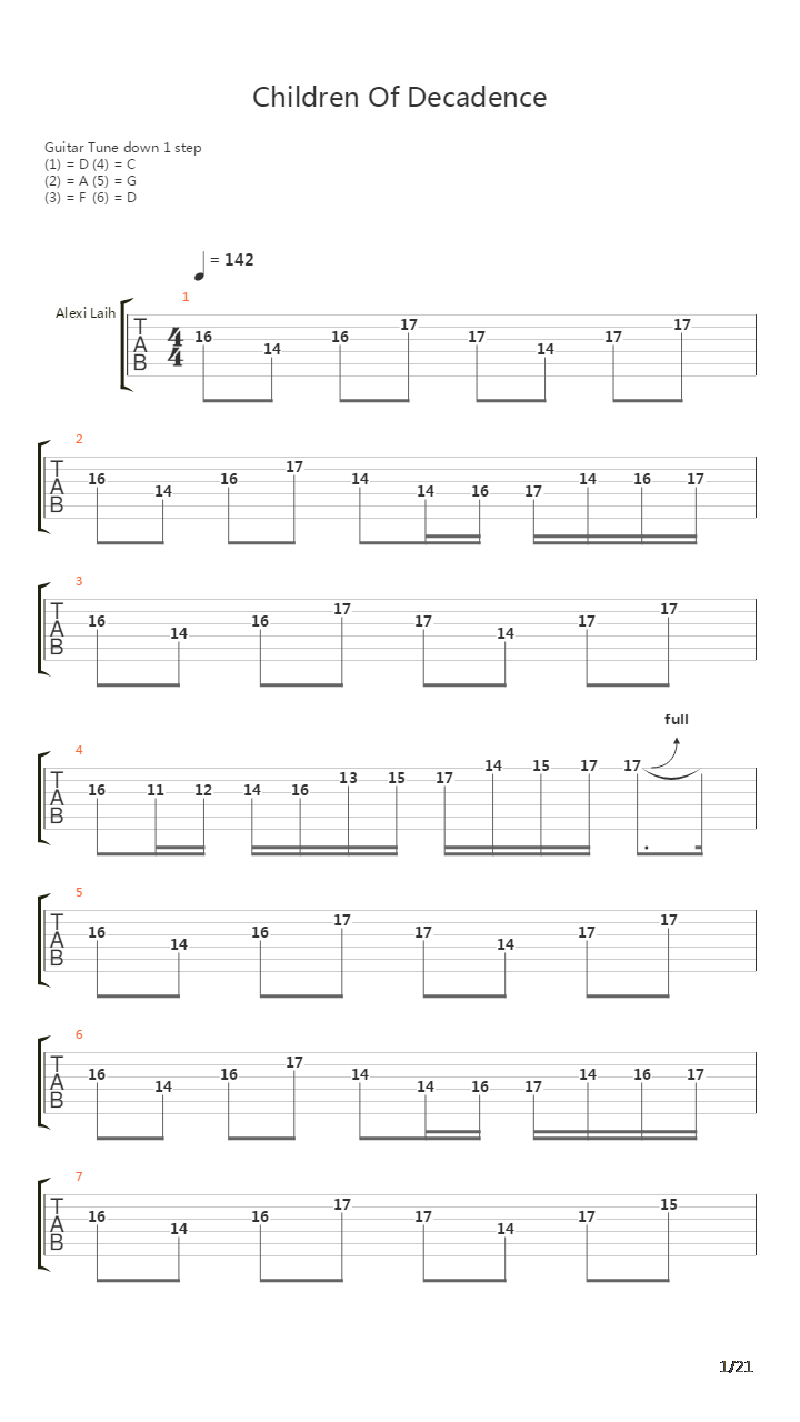 Children Of Decadence吉他谱