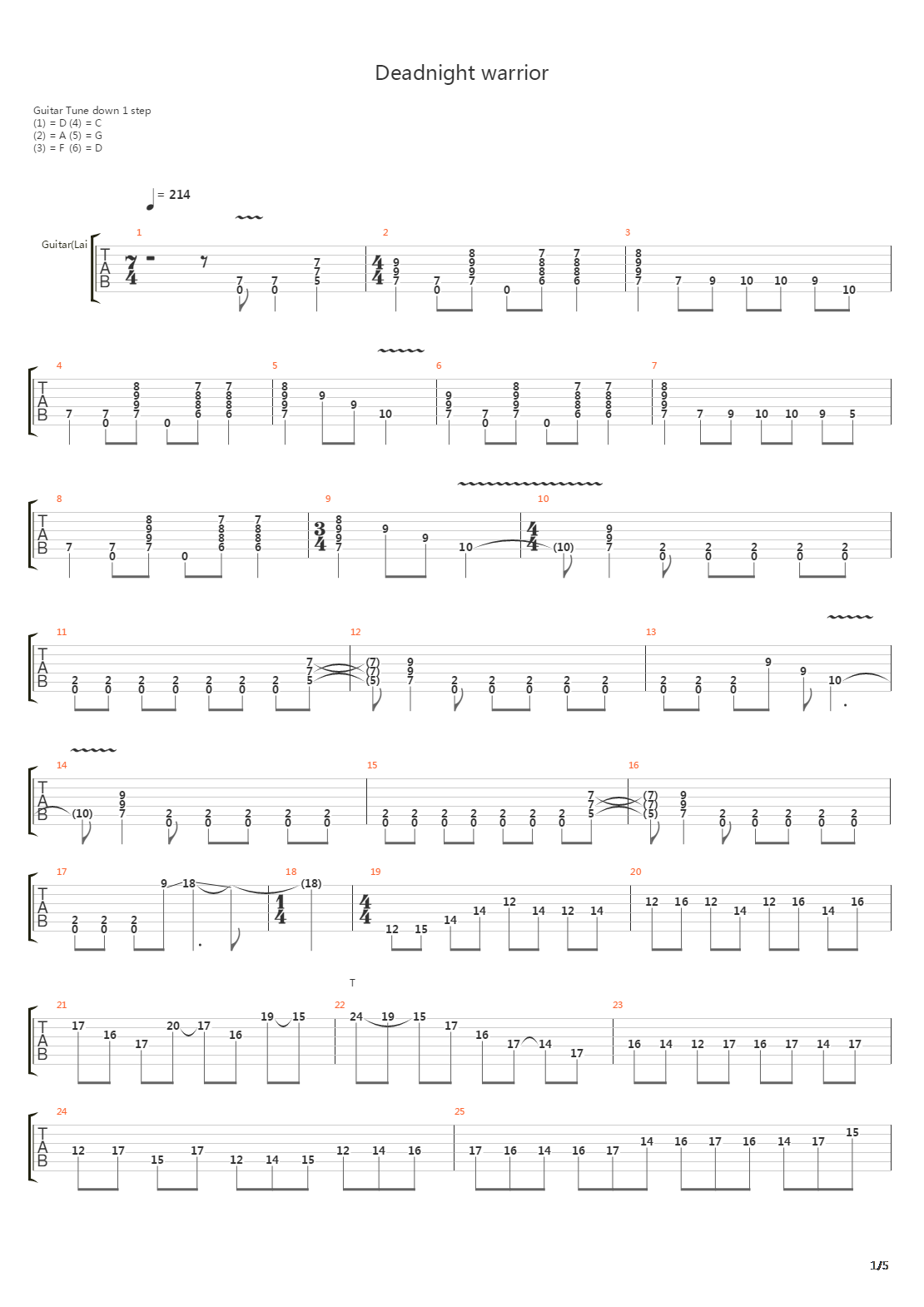 Deadnight Warrior吉他谱