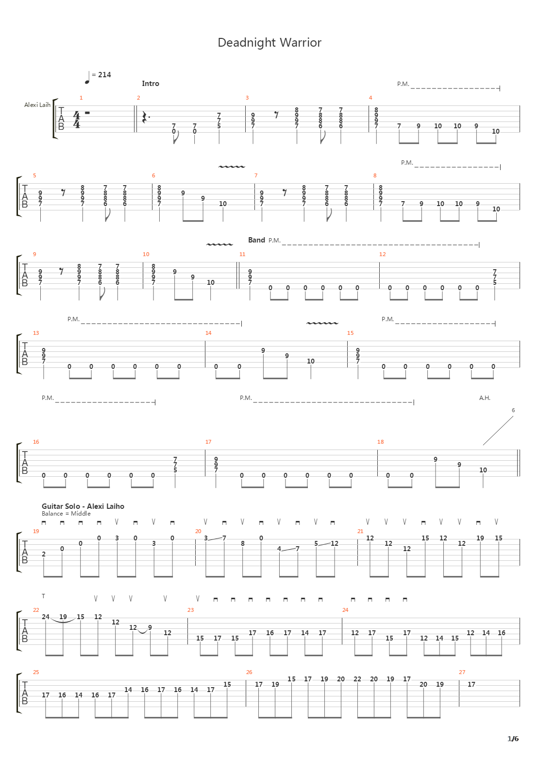Deadnight Warrior吉他谱