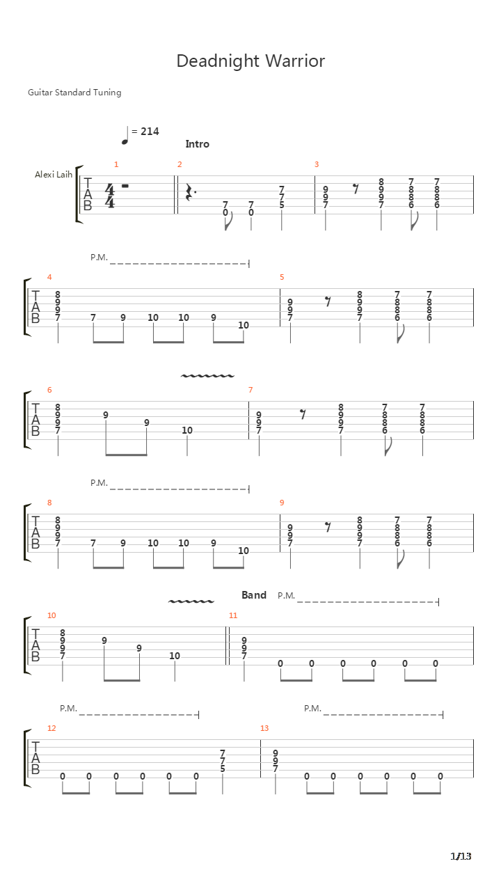 Deadnight Warrior吉他谱