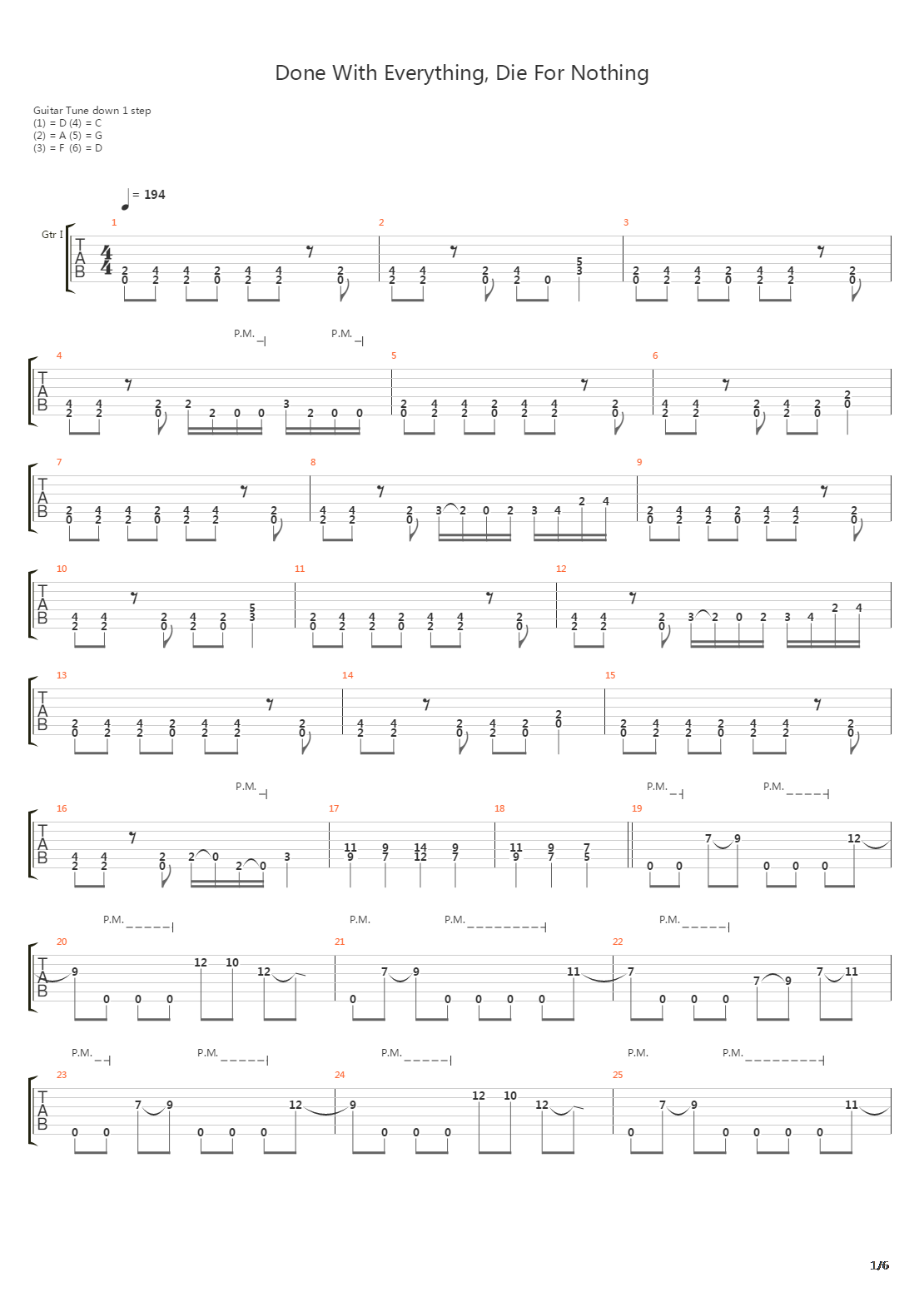 Done With Everything Die For Nothing吉他谱