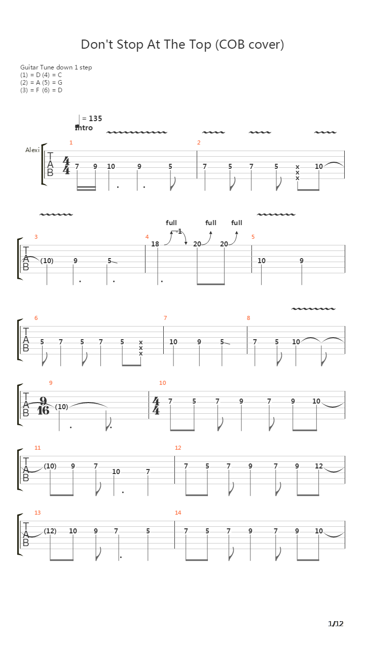 Dont Stop At The Top吉他谱