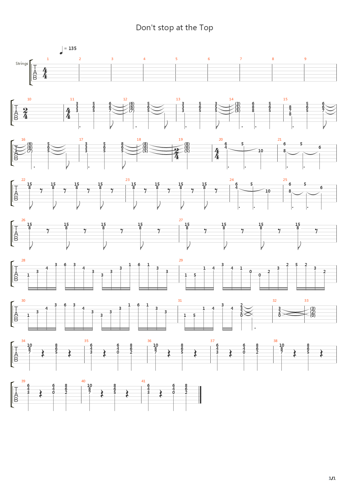 Dont Stop At The Top吉他谱