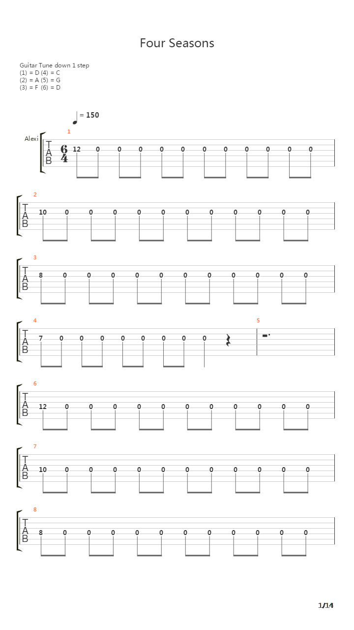 Four Seasons - Summer 3吉他谱