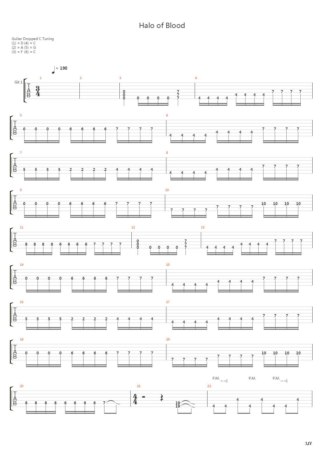 Halo Of Blood吉他谱
