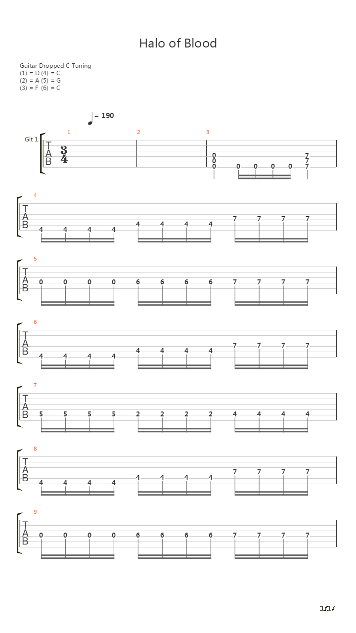 Halo Of Blood吉他谱