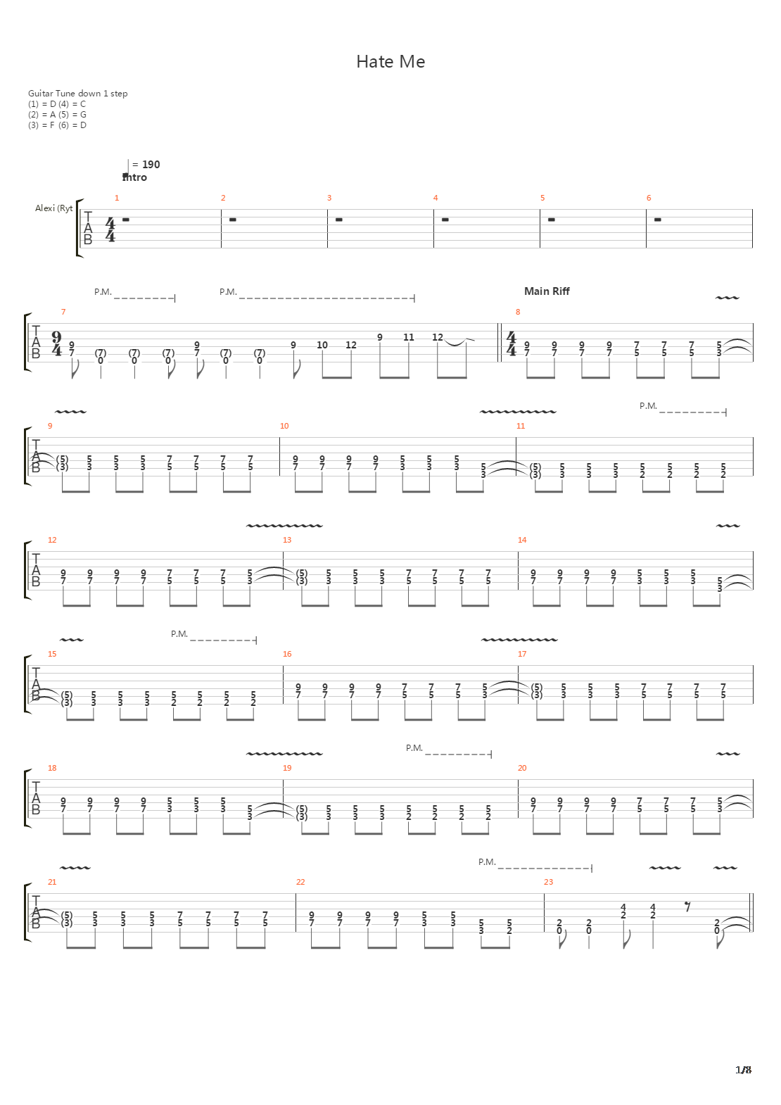 Hate Me吉他谱