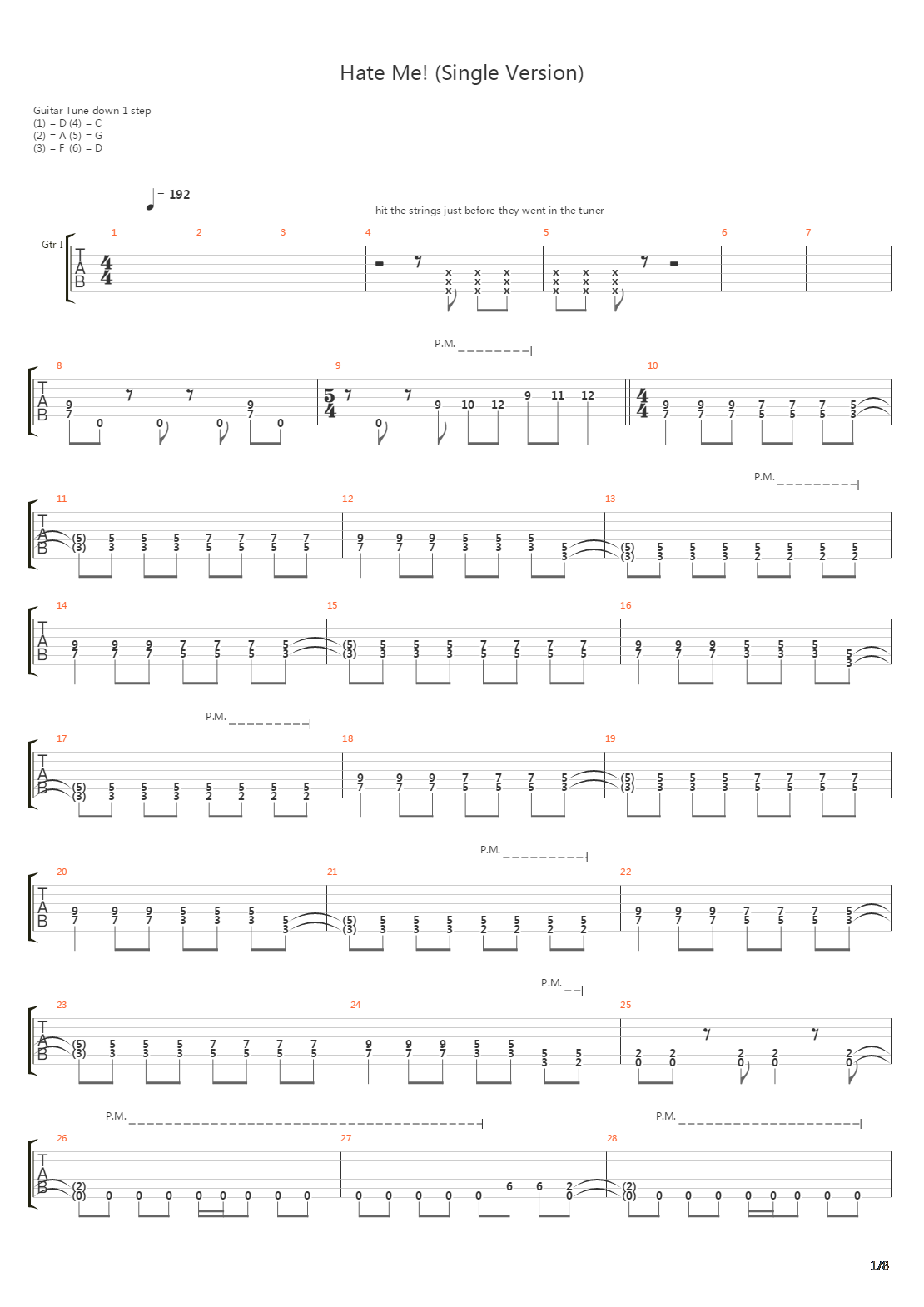 Hate Me吉他谱