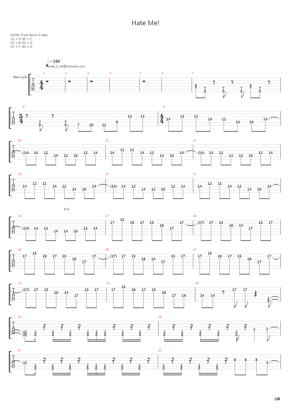 Hate Me吉他谱