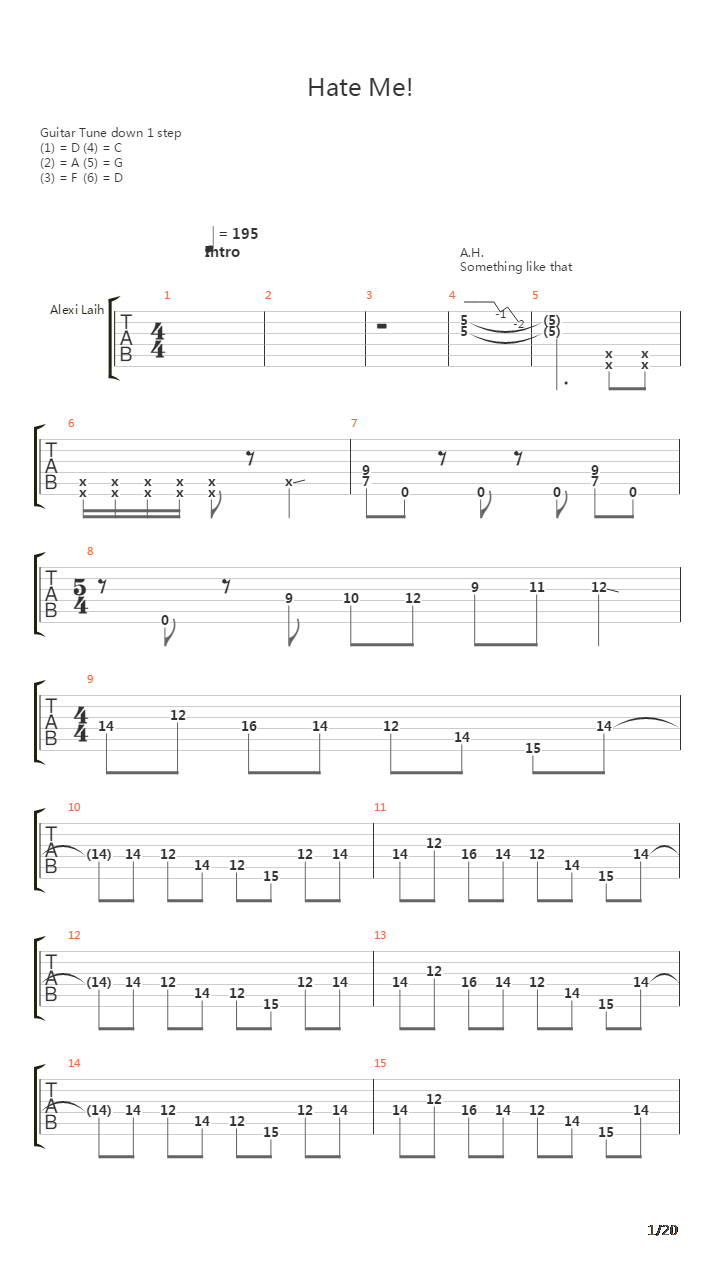 Hate Me吉他谱