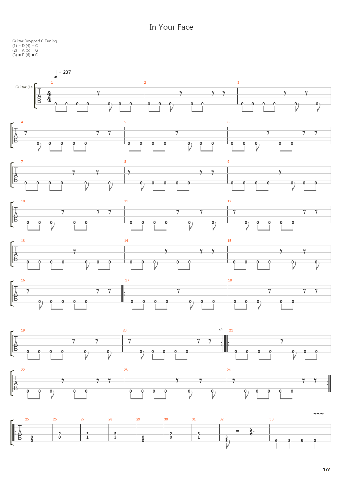 In Your Face吉他谱