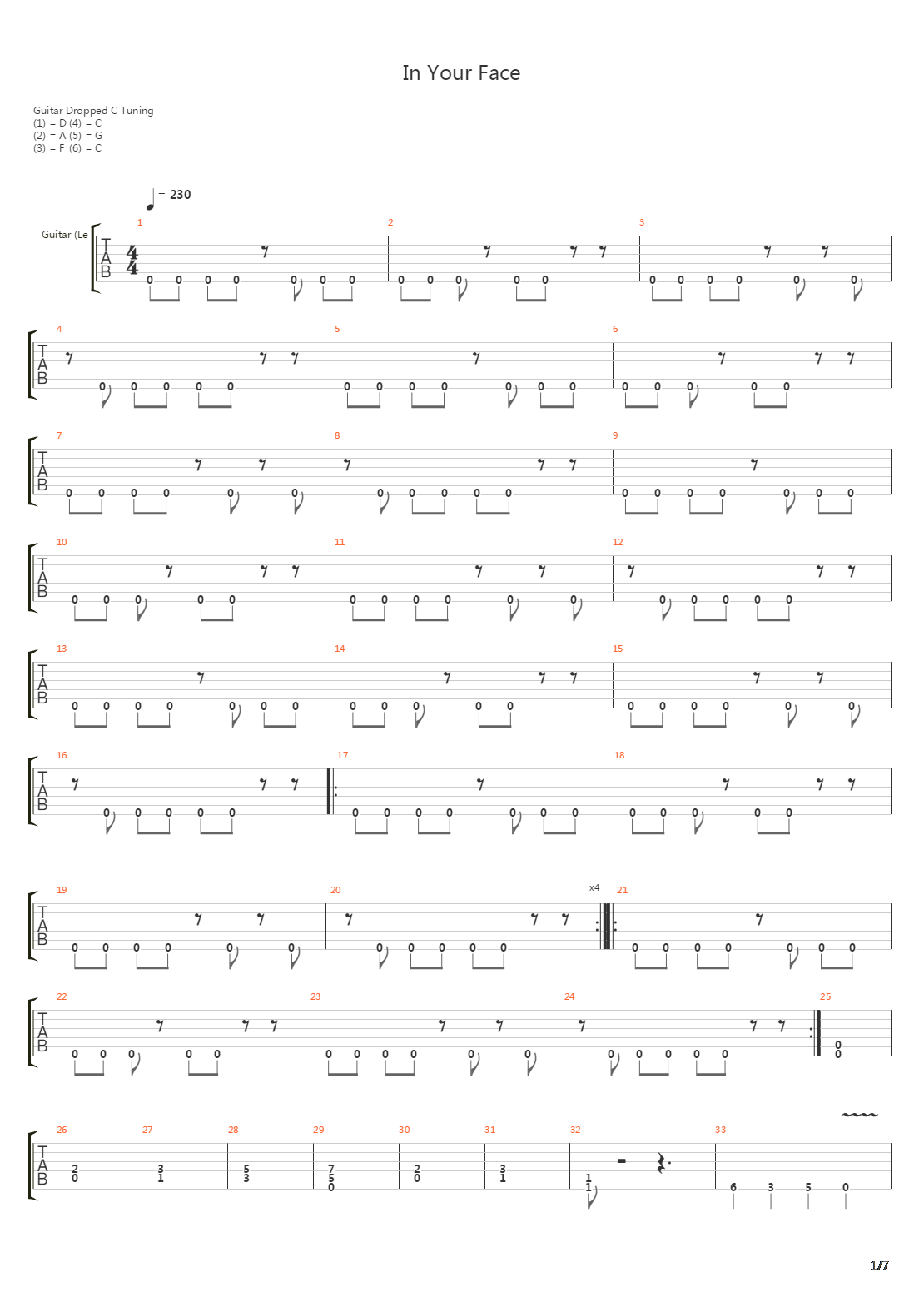 In Your Face吉他谱