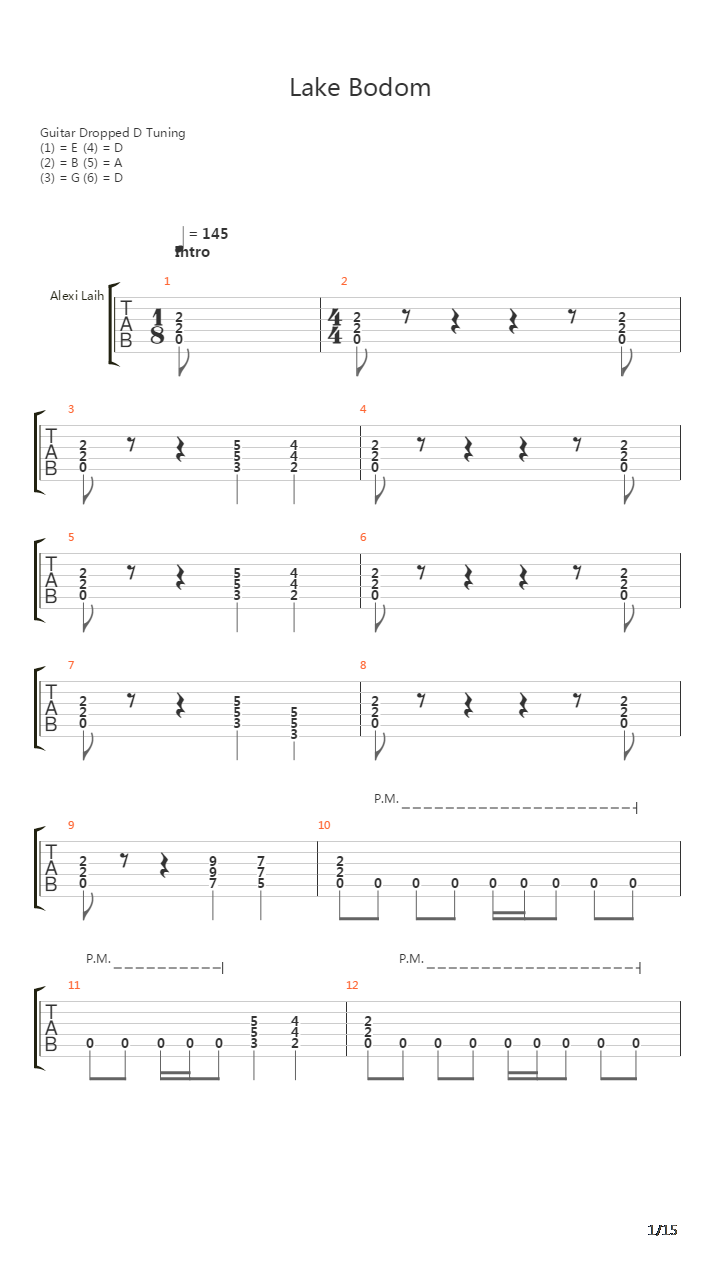 Lake Bodom吉他谱