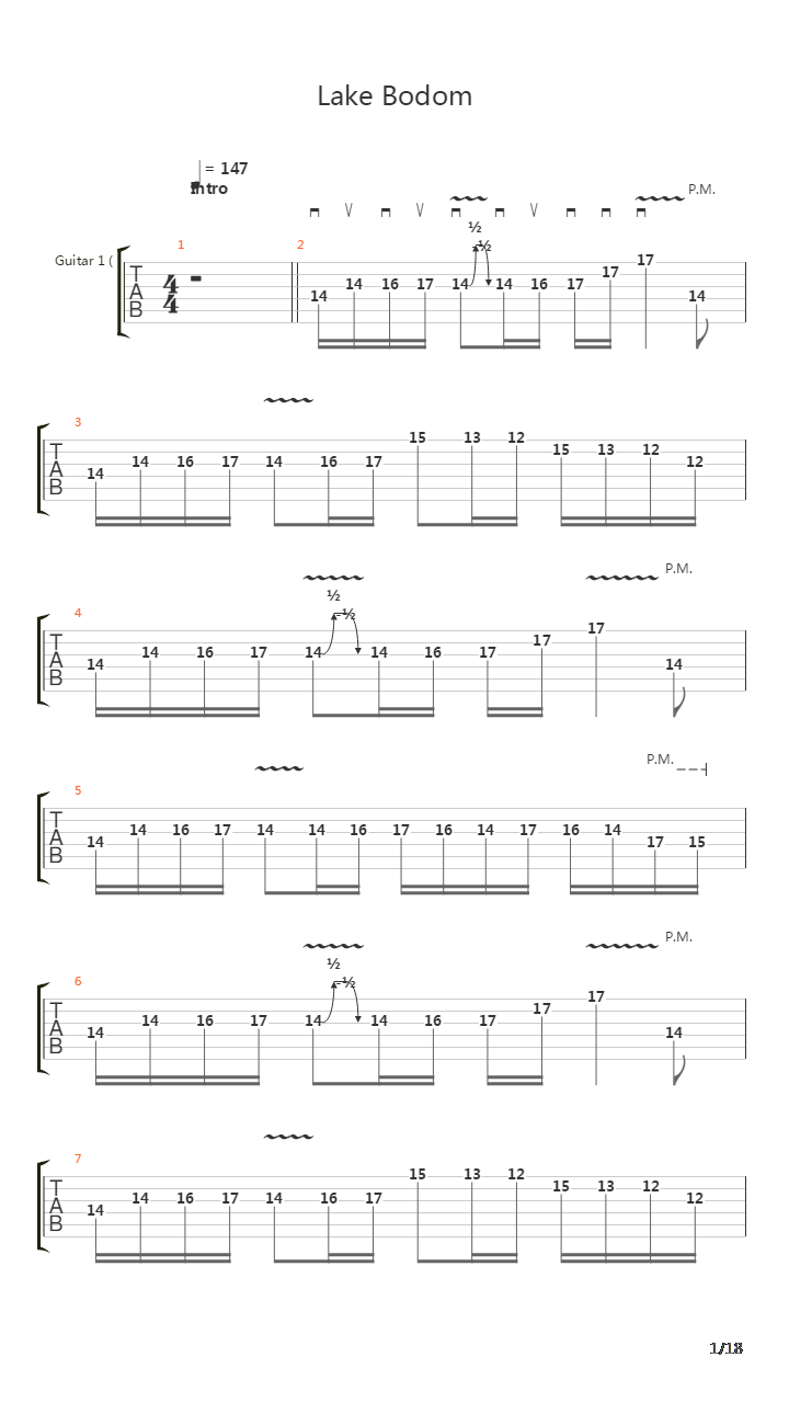 Lake Bodom吉他谱