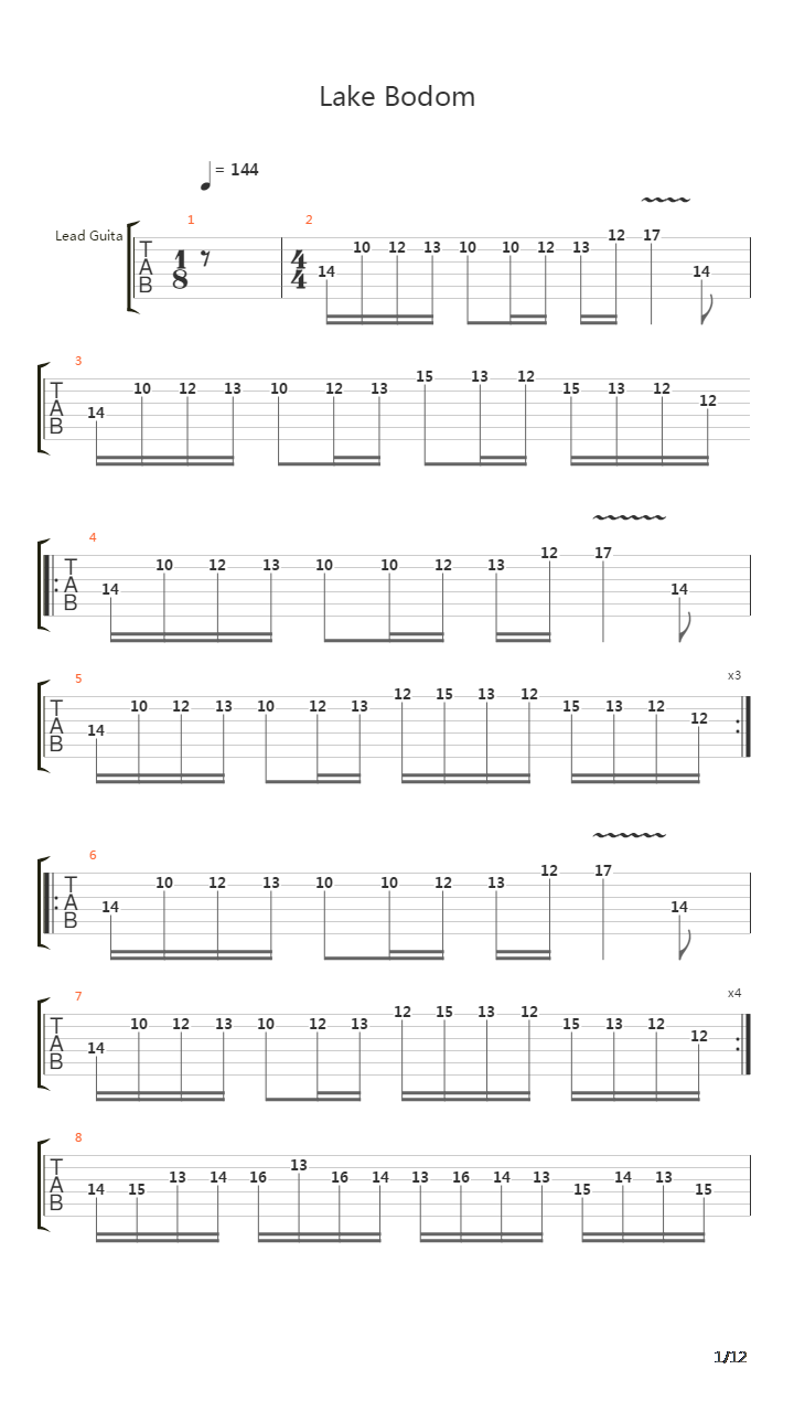 Lake Bodom吉他谱