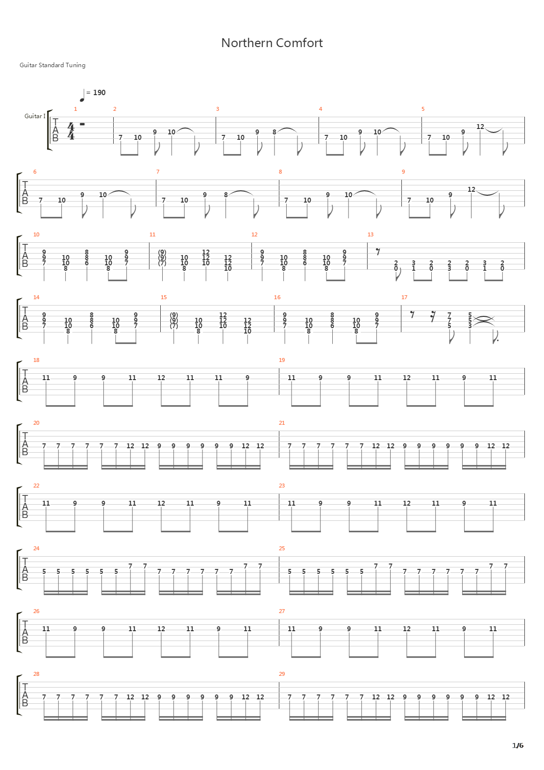 Northern Comfort吉他谱
