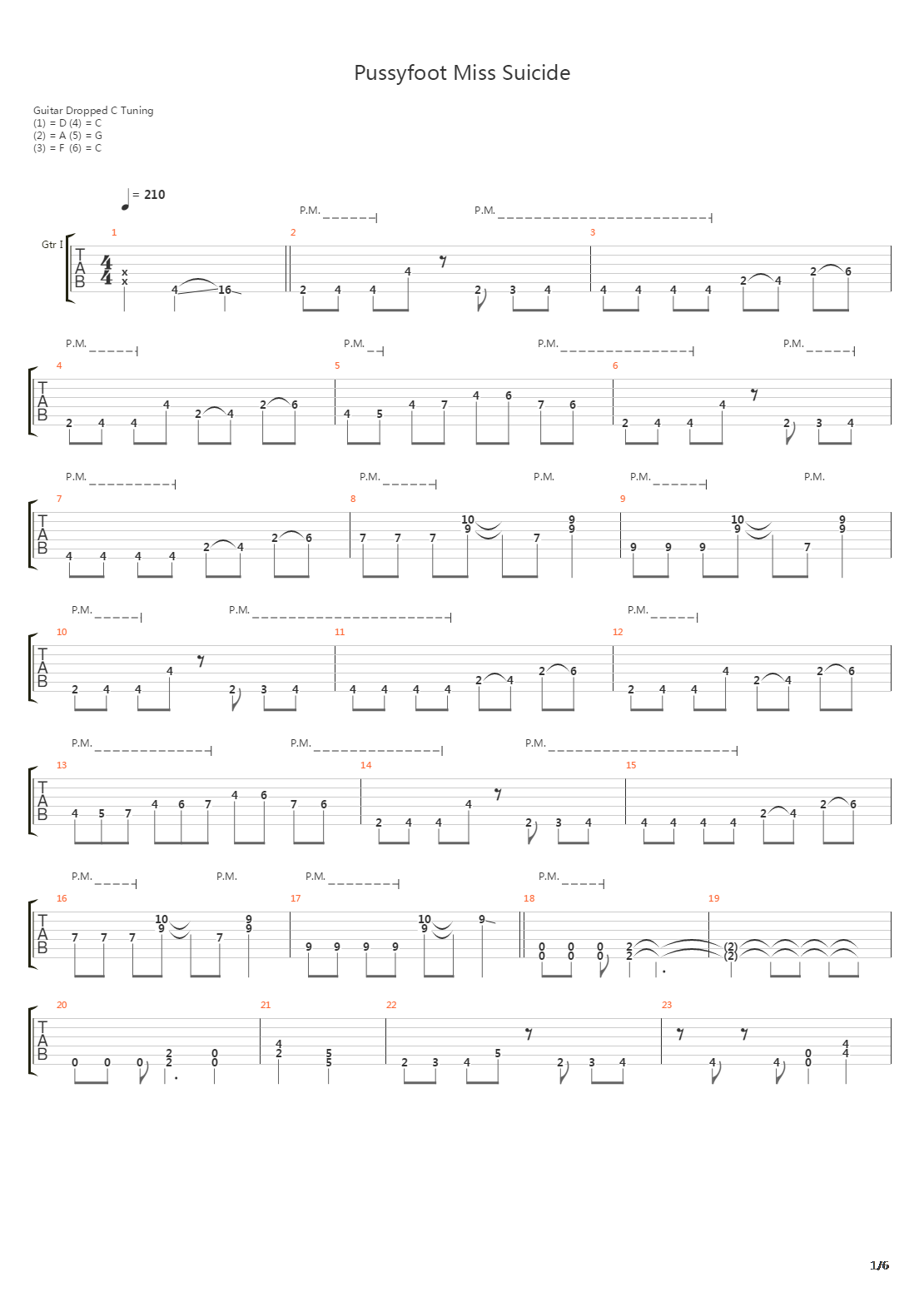 Pussyfoot Miss Suicide吉他谱