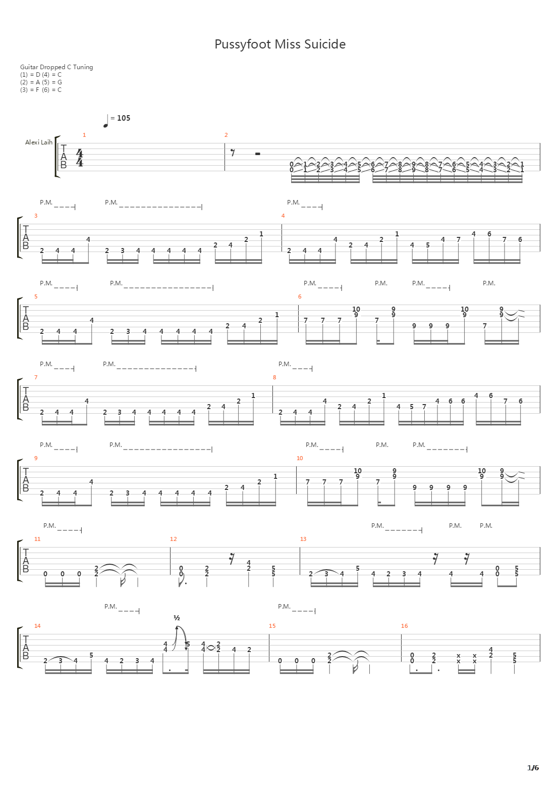 Pussyfoot Miss Suicide吉他谱