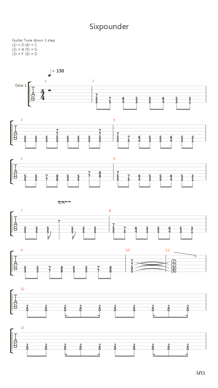 Six Pounder吉他谱