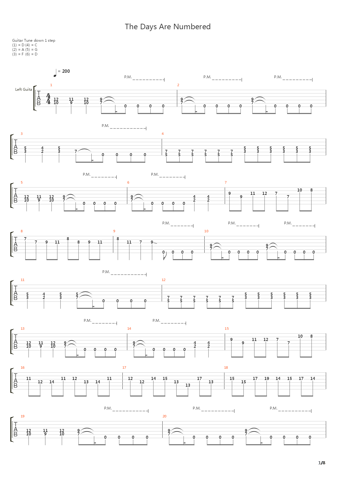 The Days Are Numbered吉他谱