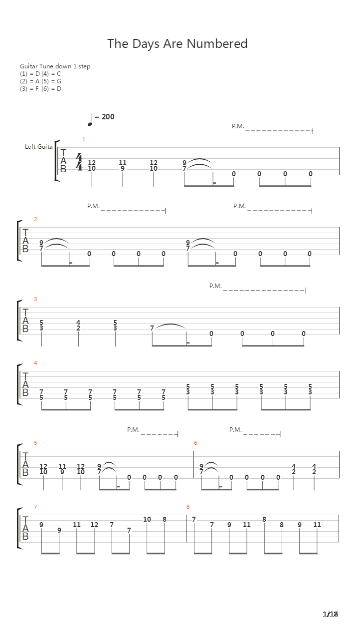 The Days Are Numbered吉他谱