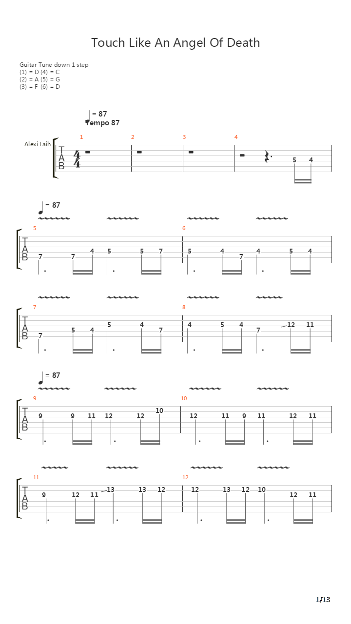 Touch Like An Angel Of Death吉他谱