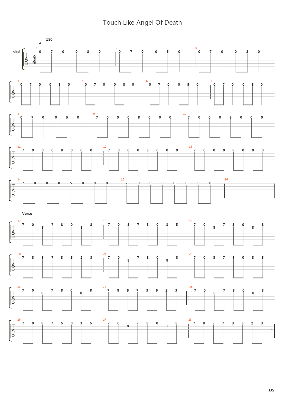 Touch Like An Angel Of Death吉他谱