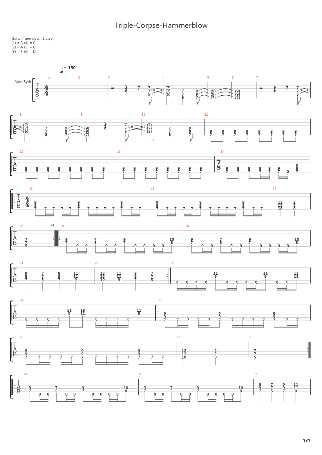 Triple Corpse Hammerblow吉他谱