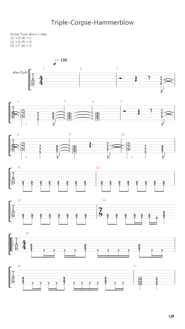 Triple Corpse Hammerblow吉他谱