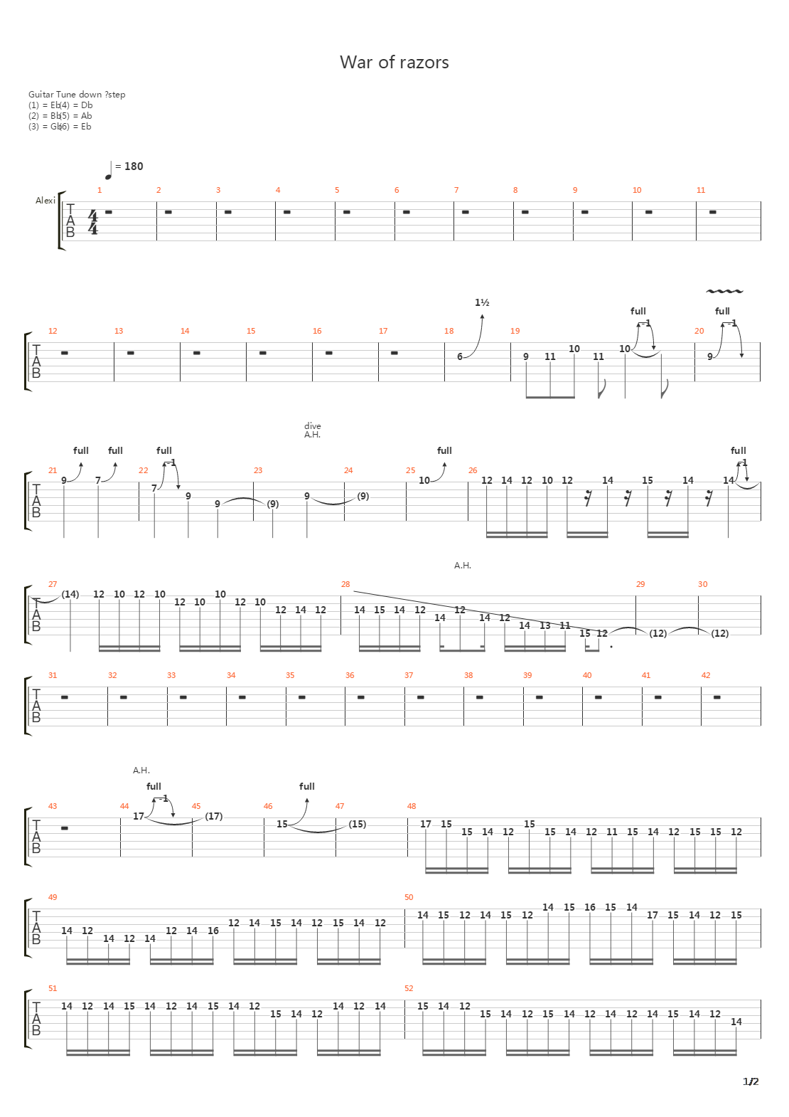 War Of Razors吉他谱