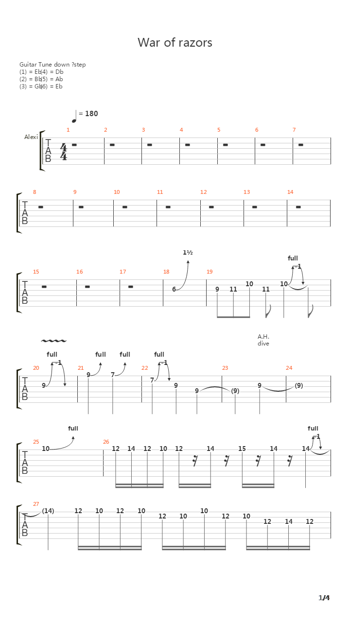 War Of Razors吉他谱