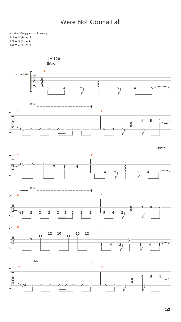 Were Not Gonna Fall吉他谱