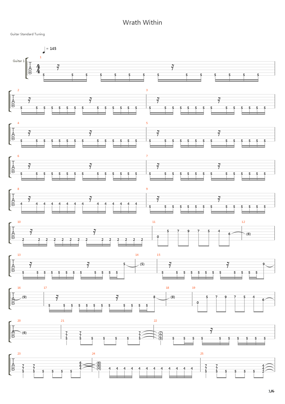 Wrath Within From吉他谱