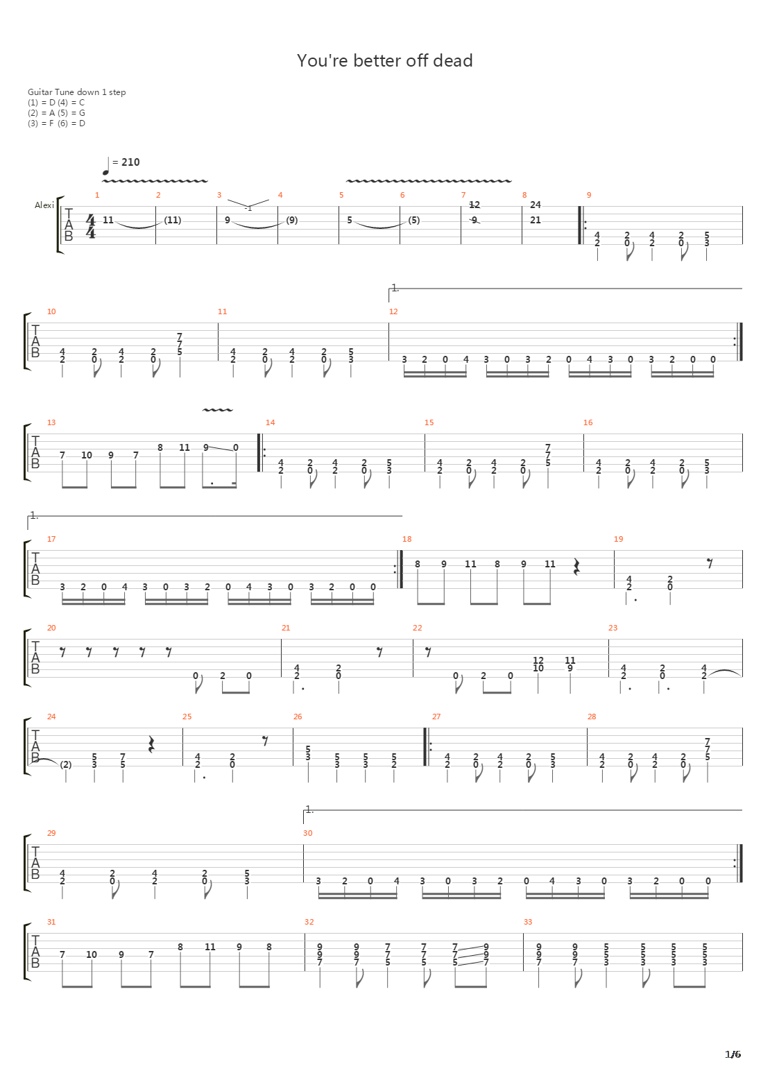 Youre Better Off Dead吉他谱